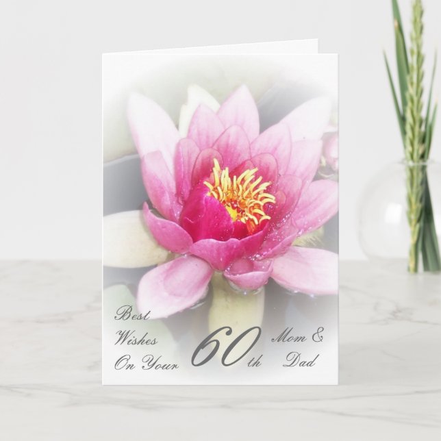 Tarjeta 60° Aniversario Boda Mamá y Papá Lily Agua (Anverso)