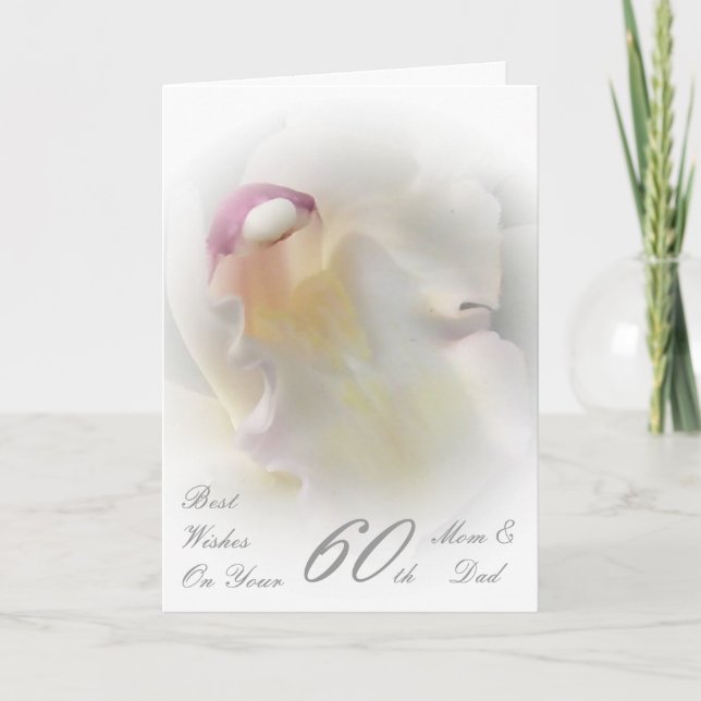 Tarjeta 60° Aniversario Boda Mamá y Papá Orquídea Blanca (Anverso)