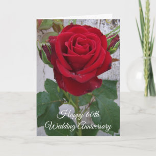 Tarjeta 60° aniversario Boda personalizado de la Rosa Roja