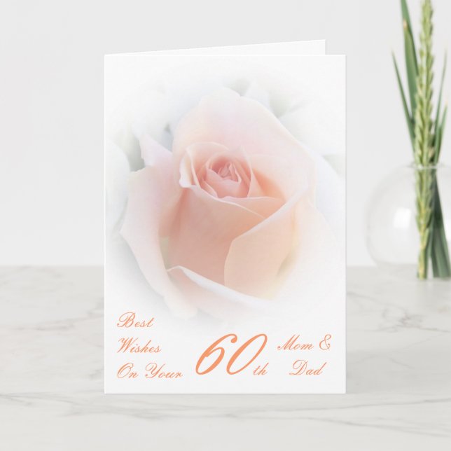 Tarjeta 60° Aniversario Boda Rosa Mamá y Papá (Anverso)