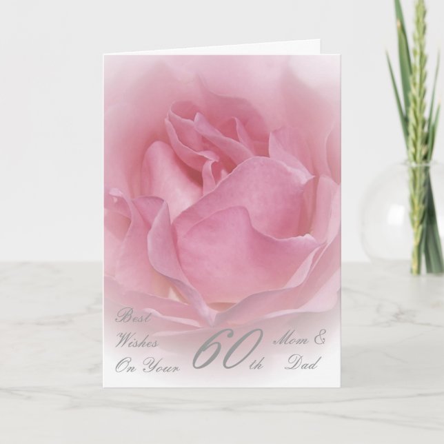 Tarjeta 60° Aniversario Boda Rosa Mamá y Papá (Anverso)