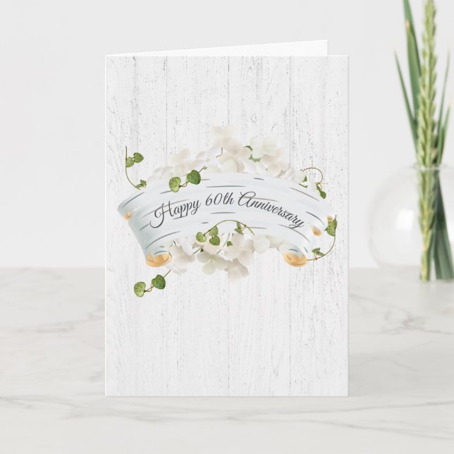 Tarjeta 60 Aniversario De Birch Scroll Con Ivy (Anverso)