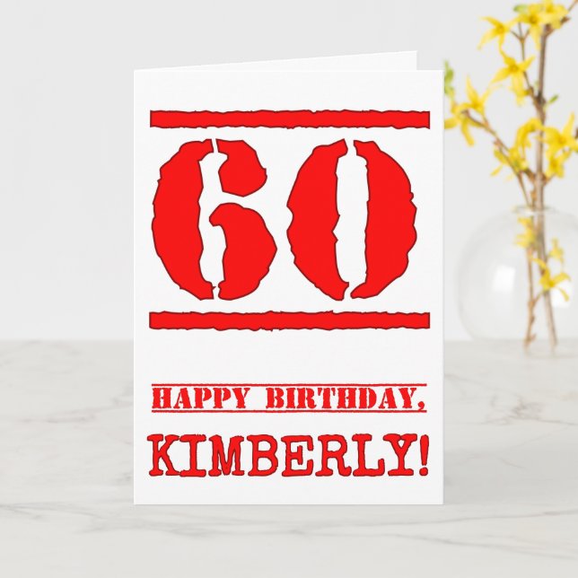 Tarjeta 60 Aniversario: Diversión, estampado de goma roja (flor amarilla)
