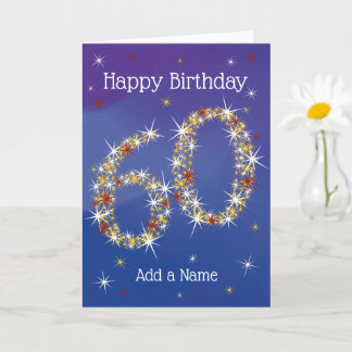 Tarjeta 60 Aniversario - Estrella Números - Azul - Edad 60