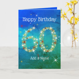 Tarjeta 60 Aniversario - Estrella Números - Verde Azul - E