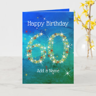 Tarjeta 60 Aniversario - Estrella Números - Verde Azul - E