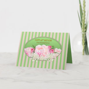 Tarjeta 60 Aniversario, Feminina con Peonías Rosadas, Flor