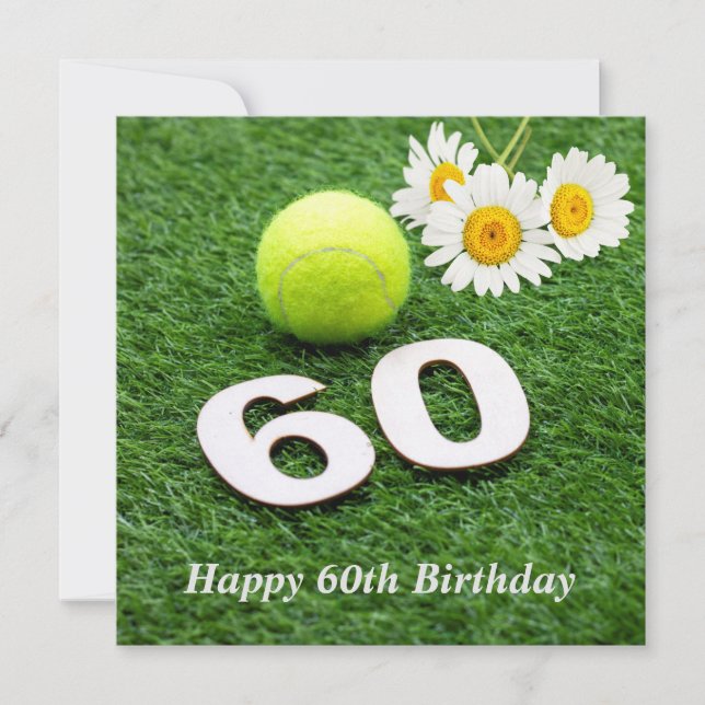 Tarjeta 60 años de Tenis con la pelota de tenis (Anverso)