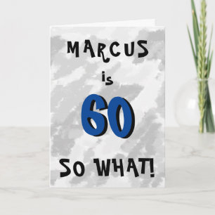 Tarjeta 60 así que qué gracioso presupuesto y nombre azul
