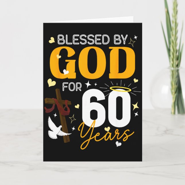 Tarjeta 60 Birthday Blessed By God For 60 Years Old 60th B (Anverso)