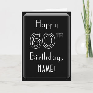 Tarjeta 60 cumpleaños: Art Deco Style # 60 y nombre person