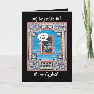 Tarjeta 60° cumpleaños con esqueleto montando un caballo