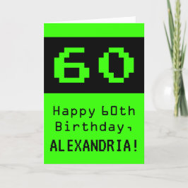 Tarjeta 60° cumpleaños: Nerdy / Geeky Style "60" y nombre