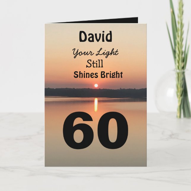 Tarjeta 60° cumpleaños tu luz todavía brilla brillante (Anverso)