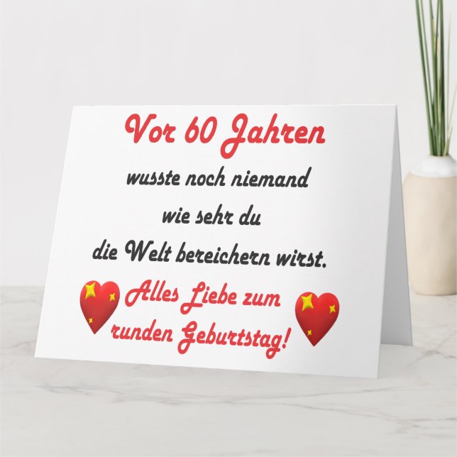 Tarjeta 60. Geburtstag Spruch und Gratulation (Anverso)