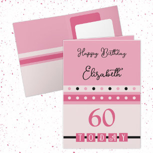 Tarjeta 60 hoy negro rosado cumpleaños número 60