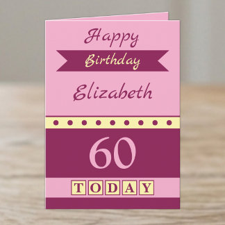 Tarjeta 60 hoy nombre rosa amarillo cumpleaños