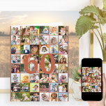 Tarjeta 60 o cualquier Collage de fotos de edad cumpleaños<br><div class="desc">Plantilla de fotografía tarjeta de gran cumpleaños que puedes personalizar para cualquier edad y añadir hasta 40 fotos diferentes. El ejemplo es para un cumpleaños número 60 que puedes editar y también puedes personalizar el mensaje dentro y grabar el año atrás. La plantilla de fotos está lista para que agregue...</div>