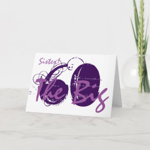 Tarjeta 60.o Cumpleaños para la hermana, texto púrpura en