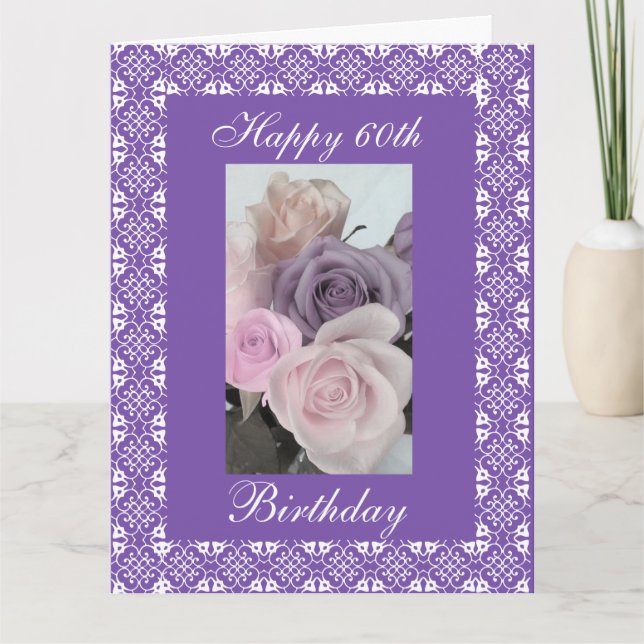 Tarjeta 60.os rosas del cumpleaños (edad del cambio) (Anverso)