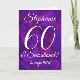 Tarjeta 60 y cumpleaños sensacional elegante morado