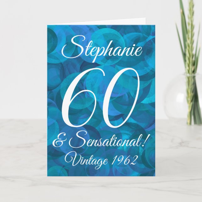 Tarjeta 60 y elegante océano azul sensacional (Anverso)