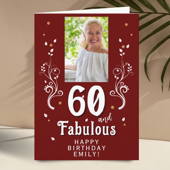Tarjeta 60 y fabulosa foto del cumpleaños 60 del Rojo Foli (Subido por el creador)