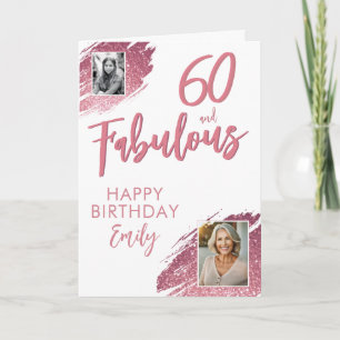 Tarjeta 60 y Fabuloso Cumpleaños con Brillo Rosa Foto