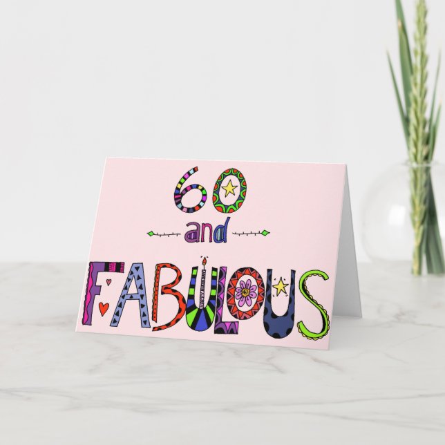 Tarjeta 60 y fabuloso cumpleaños número 60 (Anverso)