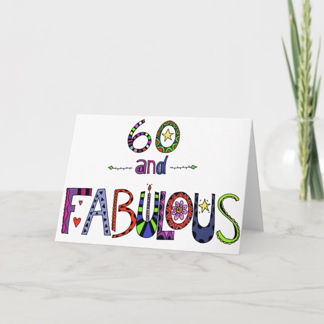 Tarjeta 60 y fabuloso cumpleaños número 60 (Anverso)