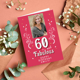 Tarjeta 60 y Fabuloso Follaje Magenta Cumpleaños 60 Foto 