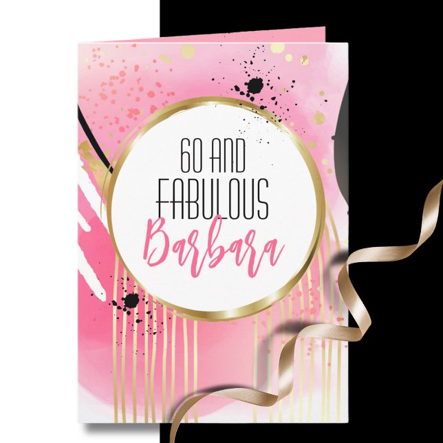 Tarjeta 60 y fabuloso rosa dorado negro 60 cumpleaños (Subido por el creador)