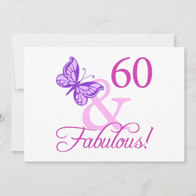 Tarjeta 60 Y Fabulosos Regalos De Cumpleaños (Plum) (Anverso)