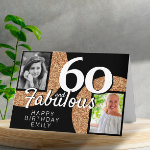 Tarjeta 60 y Fabulous Gold Purpurina 2 Photo 60th Birthday