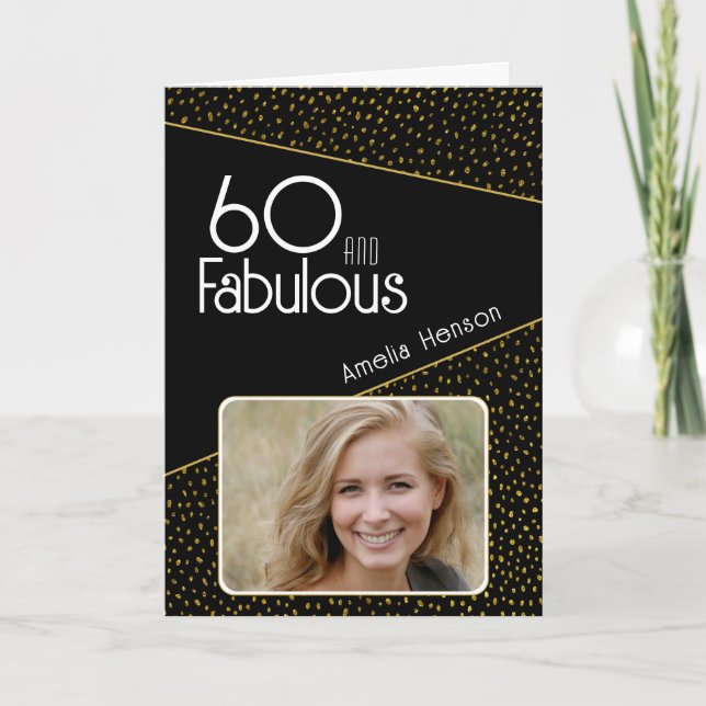 Tarjeta 60 y Fabulous Gold Purpurina Photo 60th Birthday (Anverso)