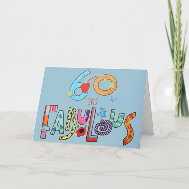 Tarjeta 60 y Fabulous Happy 60th Birthday Card (Anverso)