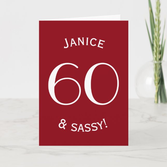 Tarjeta 60 y Sassy Simple Style Personalizado Color A04 (Anverso)