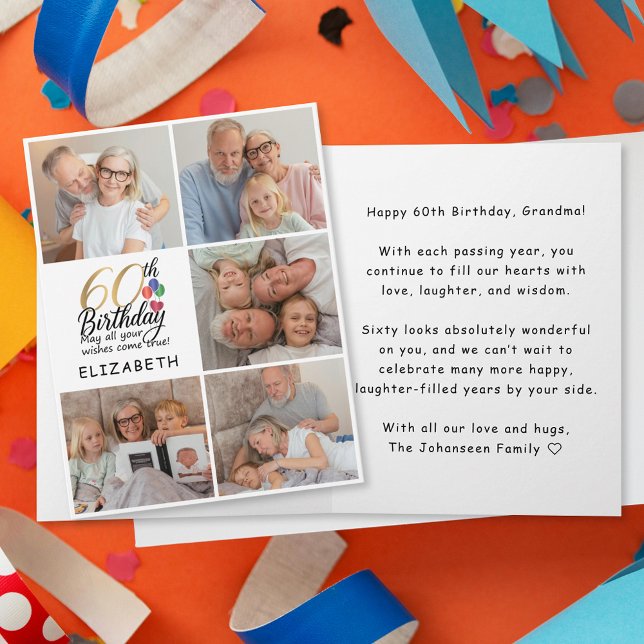 Tarjeta 60th Birthday Photo Collage Modern Family Pictures (Subido por el creador)