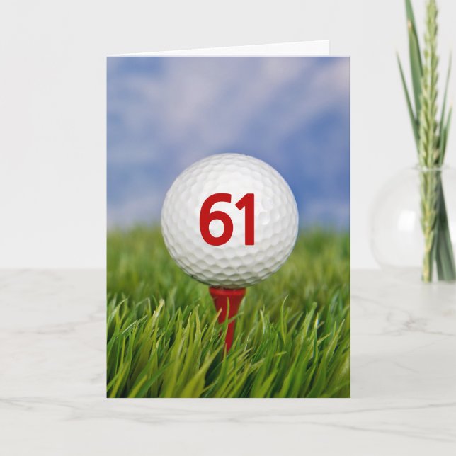 Tarjeta 61.ª pelota de golf de cumpleaños en Red Tee (Anverso)