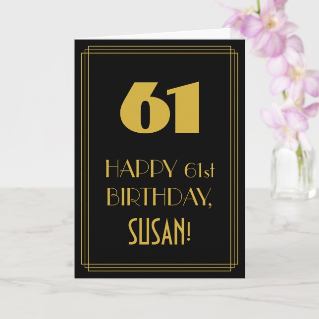 Tarjeta 61 Aniversario - Aspecto inspirado en el Art Deco  (Orquídea)