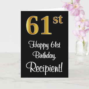Tarjeta 61 Aniversario ~ Elegante Lujoso Faux Gold Look #