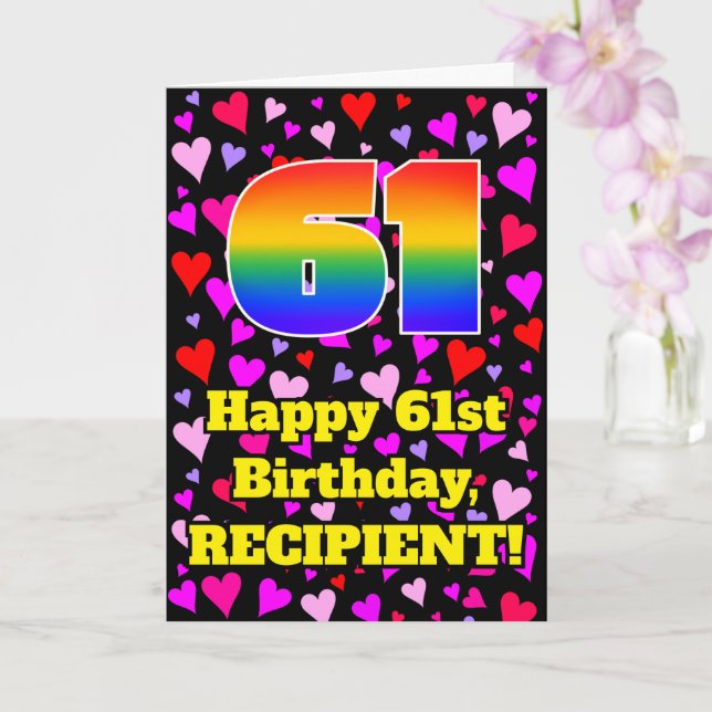 Tarjeta 61 Aniversario: Patrón de corazones amorosos, Arco (Orquídea)