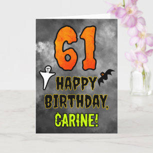 Tarjeta 61 Aniversario: Tema de Eerie Halloween + Nombre p