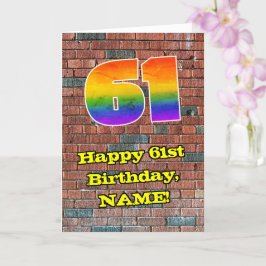 Tarjeta 61° cumpleaños: Arcoiris 61 inspirado en graffitis
