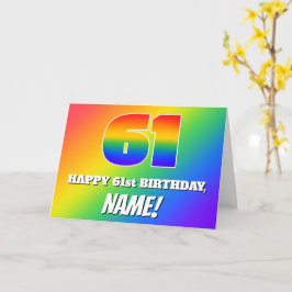 Tarjeta 61° cumpleaños: Patrón arcoiris multicolor # 61