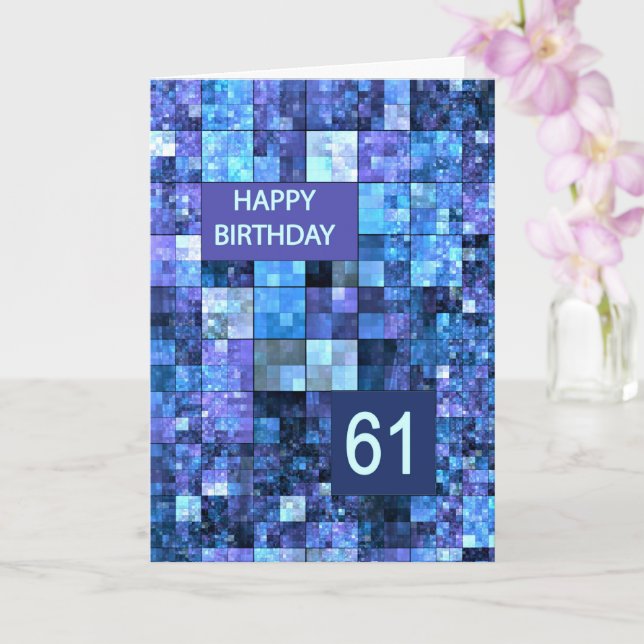 Tarjeta 61° cumpleaños, plazas azules, (Orquídea)