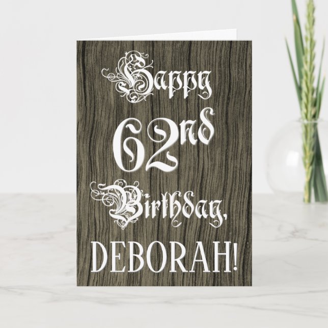 Tarjeta 62º cumpleaños: Elegante y brillante texto; aparie (Anverso)