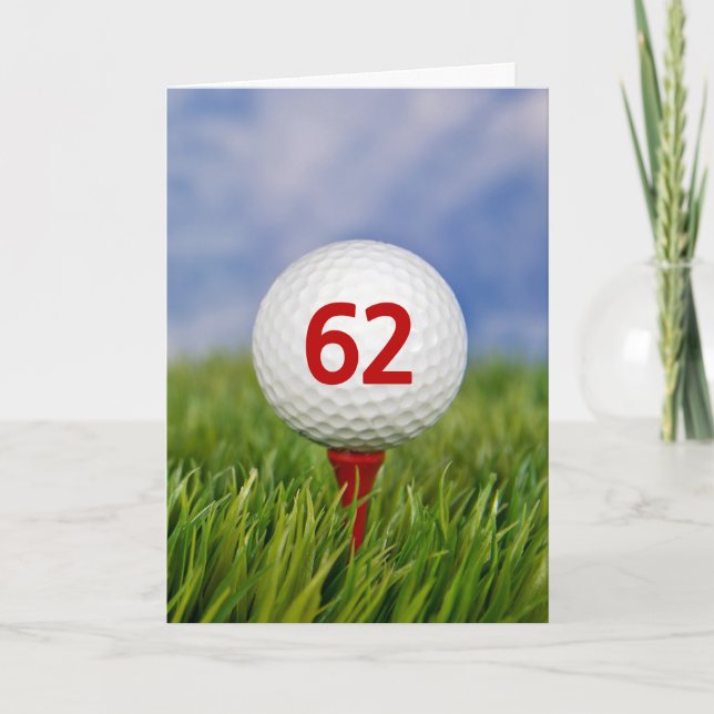 Tarjeta 62.ª bola de golf de cumpleaños en Red Tee (Anverso)