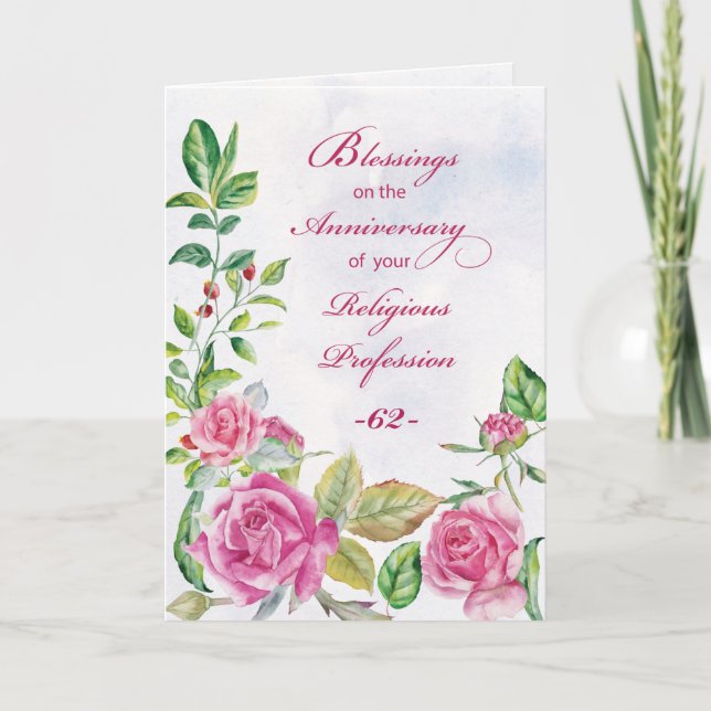 Tarjeta 62° Aniversario del Personalizable de la religión (Anverso)