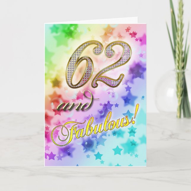 Tarjeta 62.o cumpleaños para alguien fabuloso (Anverso)